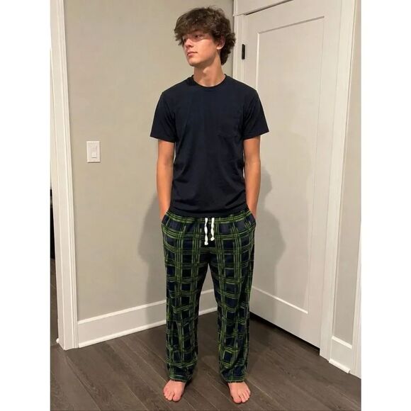 Spyder Other - Spyder Men's Sz L Large Plaid Fleece Pajama Pants Lounge Sleep Bottoms blue Gree